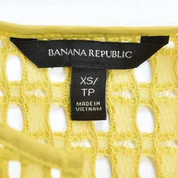 Banana Rupublic Yellow Eyelet Lace Ruffle Sleeve Blouse Top XS - Picture 6 of 6